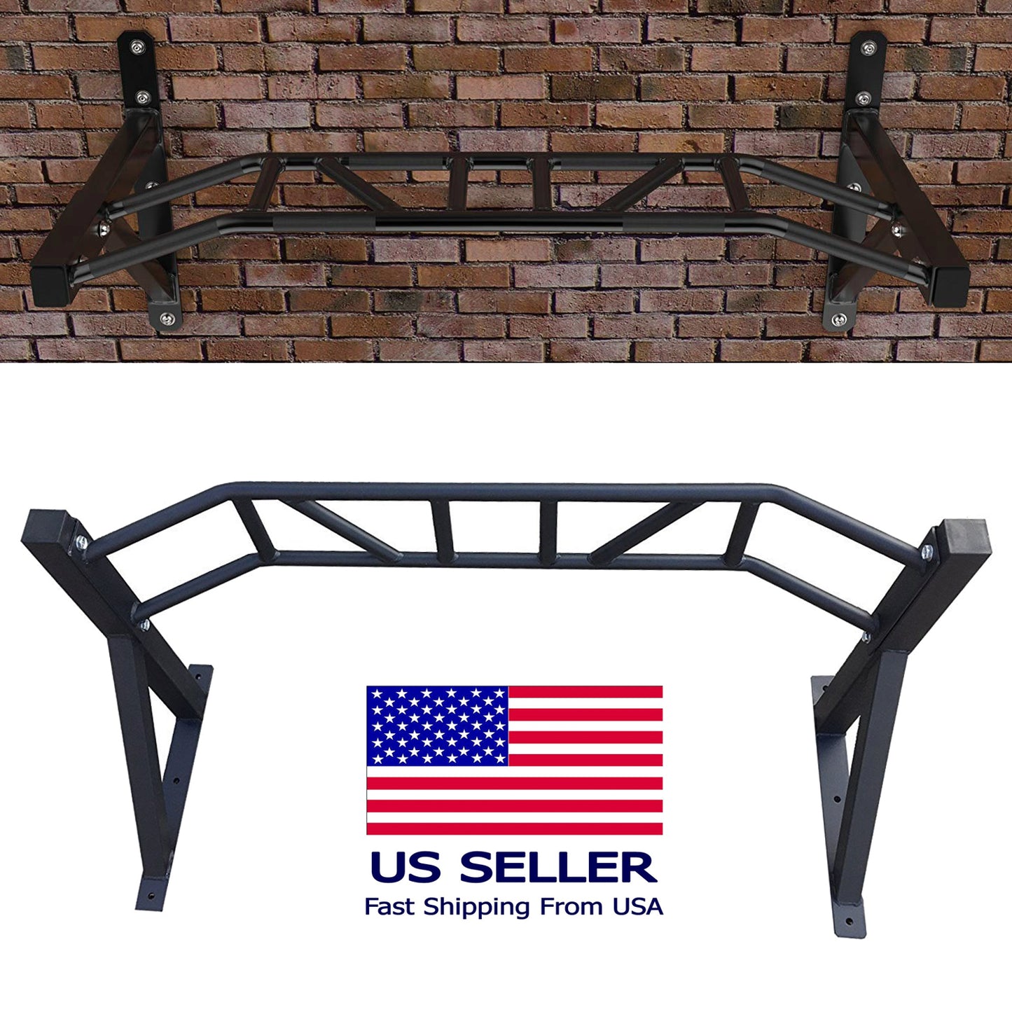 Pull Up Bar Wall Mount Multi function Chin up Home Gym Cable Pulley System 48 in