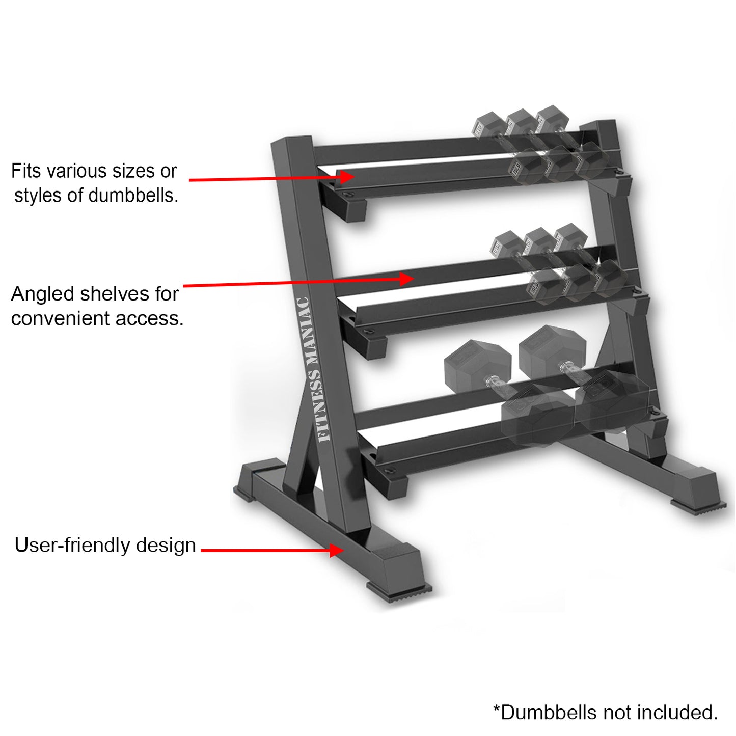 Dumbbell Rack 3-Tier Multilevel Weight Storage Organizer for Home Gym