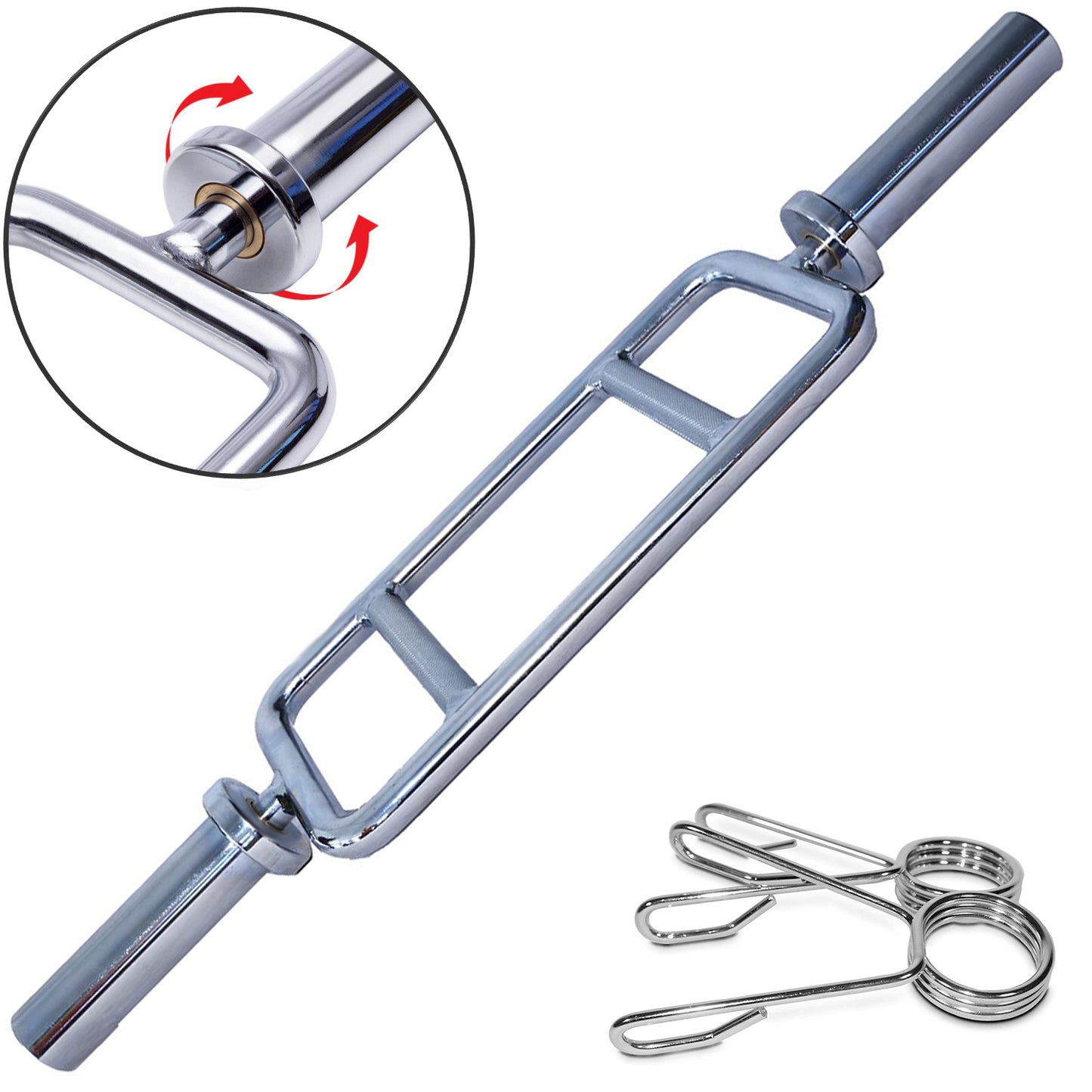 34 Inch Triceps Bar Barbell Olympic Chrome Tricep Hammer Curl Gym Weight Home