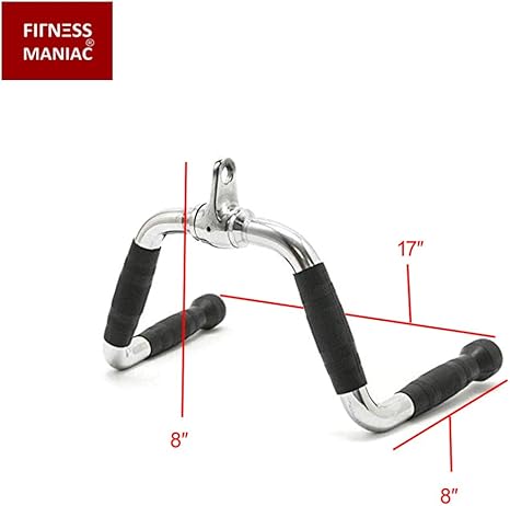 FITNESS MANIAC USA Multi-Grip Barbell Seated Row Handle, Barbell Multi-Exerciser Cable Attachment Revolving M Bar