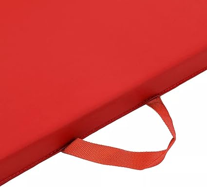 Tri-Fold Folding Thick Exercise Mat with Carrying Handles for Tumbling MMA Core Red