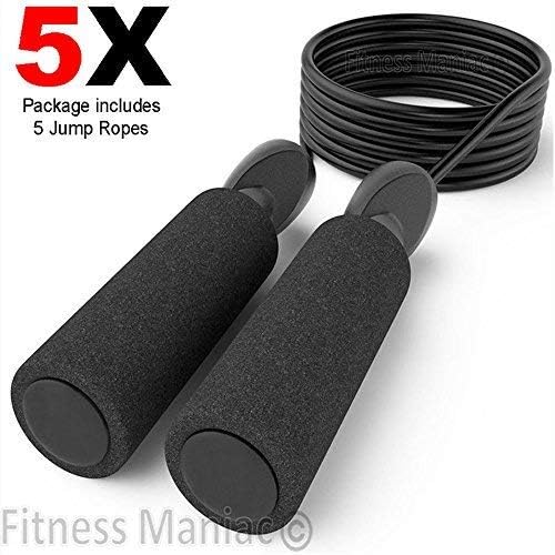 Fitness Maniac 5 Count Jump Rope Skipping Ropes For Boxing Workout Speed Jumping Exercise Fitness Men Women Adult Kids Adjustable Jumprope