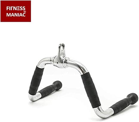 FITNESS MANIAC USA Multi-Grip Barbell Seated Row Handle, Barbell Multi-Exerciser Cable Attachment Revolving M Bar