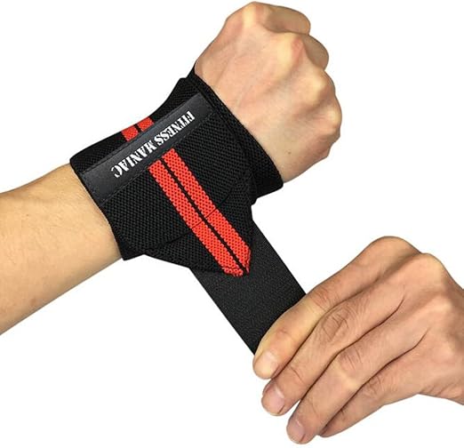 FITNESS MANIAC Weightlifting Wrist Wraps Powerlifting Training Professional Gym Workout Men & Women Strength Exercise Straps Cross Fitness Body Adjustable Wrist Support Sold As PAIR