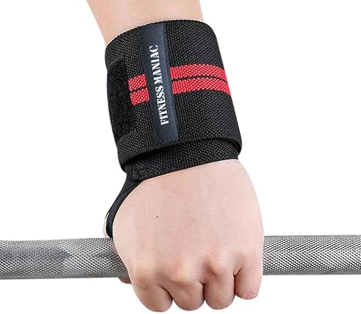 FITNESS MANIAC Weightlifting Wrist Wraps Powerlifting Training Professional Gym Workout Men & Women Strength Exercise Straps Cross Fitness Body Adjustable Wrist Support Sold As PAIR