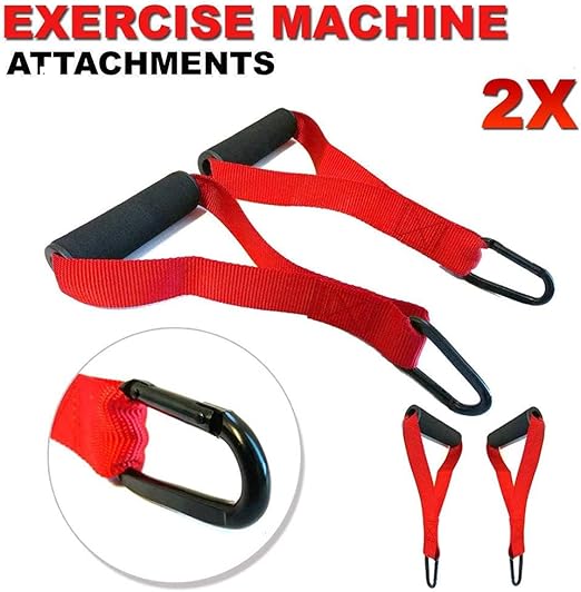 FITNESS MANIAC Home Gym Cable Attachment Handle Machine Exercise Chrome PressDown Strength Training Home Gym Attachments (D-Handle Straps (Pair))