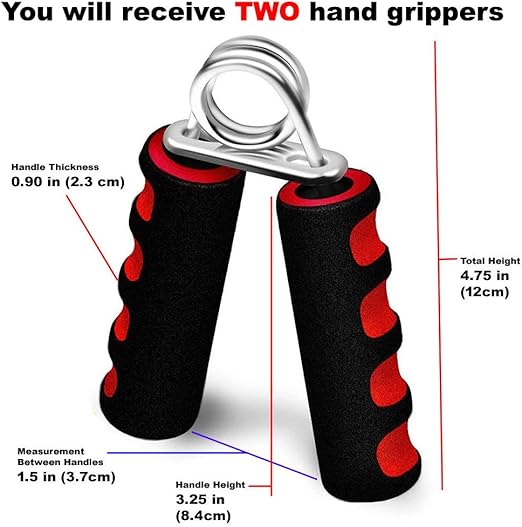 2X Hand Grip Strengthener, Finger Gripper, Hand Grippers, Quickly Increase Hand Wrist Finger Forearm Strength, Perfect for Musicians Athletes and Hand Rehabilitation Exercising (Red)