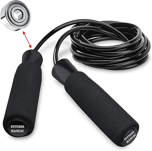 Fitness Maniac USA Jump Rope Skipping Ropes For Boxing Workout Speed Jumping Exercise Fitness Men Women Adult Kids Adjustable Jumprope