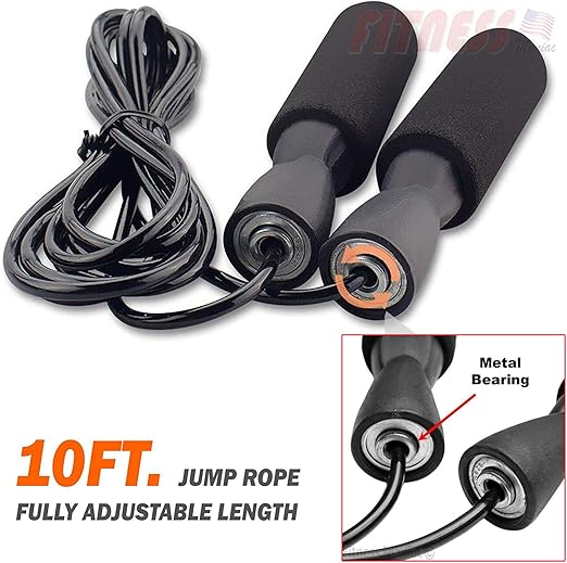 Fitness Maniac USA Jump Rope Skipping Ropes For Boxing Workout Speed Jumping Exercise Fitness Men Women Adult Kids Adjustable Jumprope