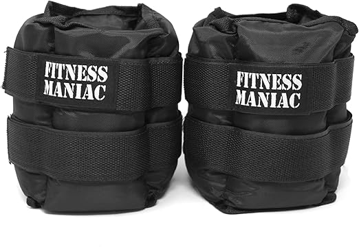 FITNESS MANIAC USA Ankle Weights with Double Straps Wrist Leg Weight for Walking Jogging Gym Exercise Gymnastics Aerobics 16 lbs (two 8-lbs)