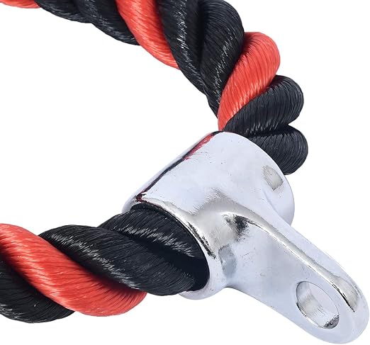 FITNESS MANIAC Deluxe Tricep Rope Pull Down, 26 inch Rope Length, Easy to Grip & Non Slip Cable Attachment, Red and Black Color Combination