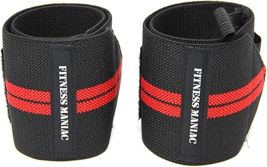 FITNESS MANIAC Weightlifting Wrist Wraps Powerlifting Training Professional Gym Workout Men & Women Strength Exercise Straps Cross Fitness Body Adjustable Wrist Support Sold As PAIR