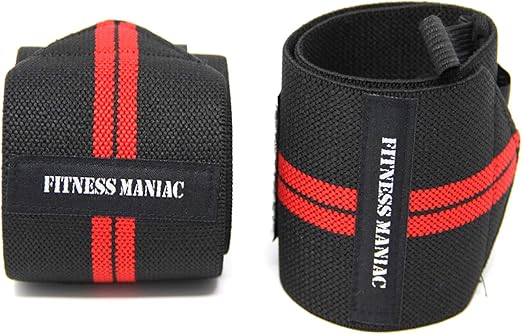 FITNESS MANIAC Weightlifting Wrist Wraps Powerlifting Training Professional Gym Workout Men & Women Strength Exercise Straps Cross Fitness Body Adjustable Wrist Support Sold As PAIR