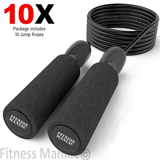 Fitness Maniac USA 10 Count Jump Rope Skipping Ropes For Boxing Workout Speed Jumping Exercise Fitness Men Women Adult Kids Adjustable Jumprope