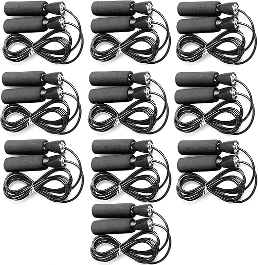 Fitness Maniac USA 10 Count Jump Rope Skipping Ropes For Boxing Workout Speed Jumping Exercise Fitness Men Women Adult Kids Adjustable Jumprope