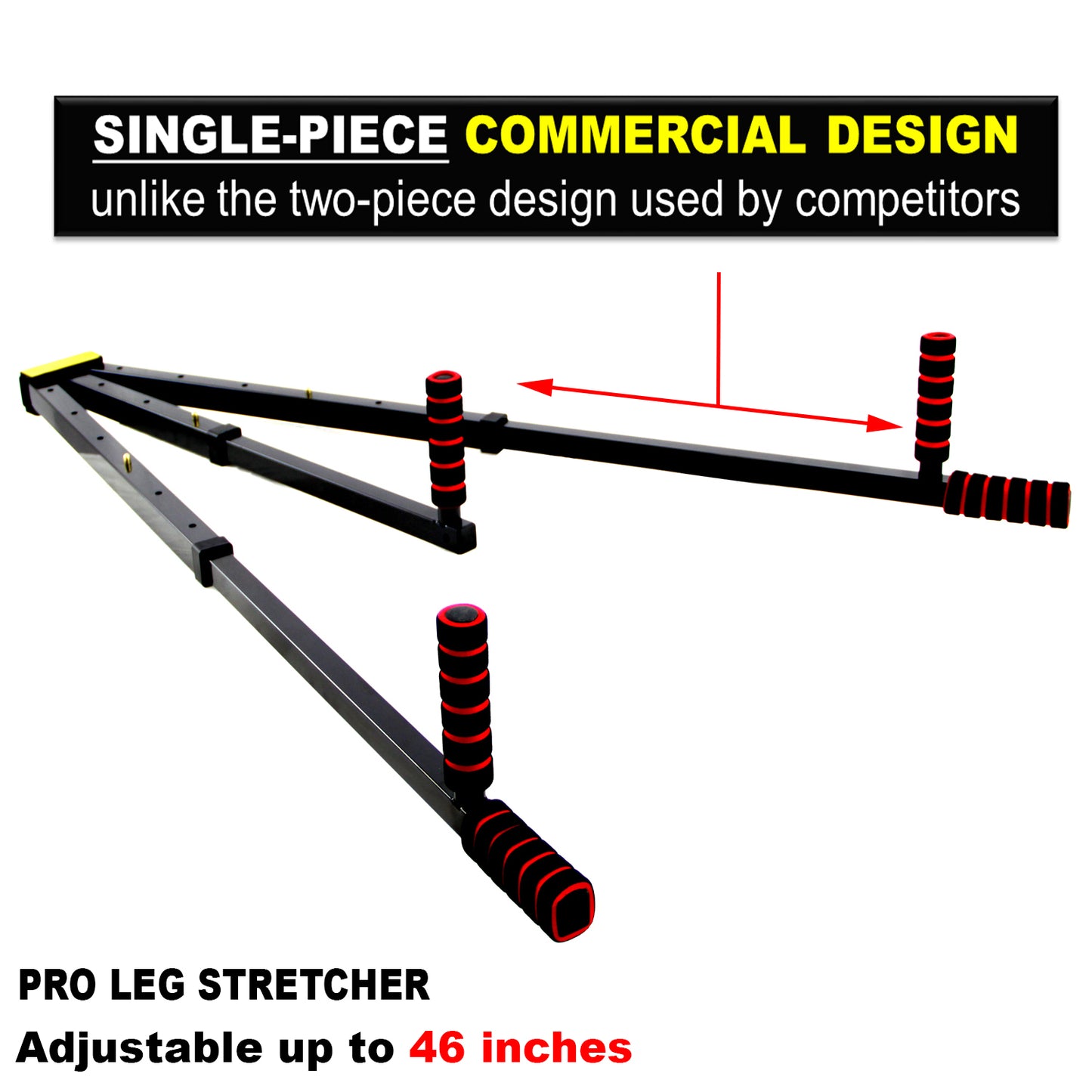 Adjustable Leg Stretcher 46 Inch Single Piece Design Martial Arts Gymnastics MMA Black