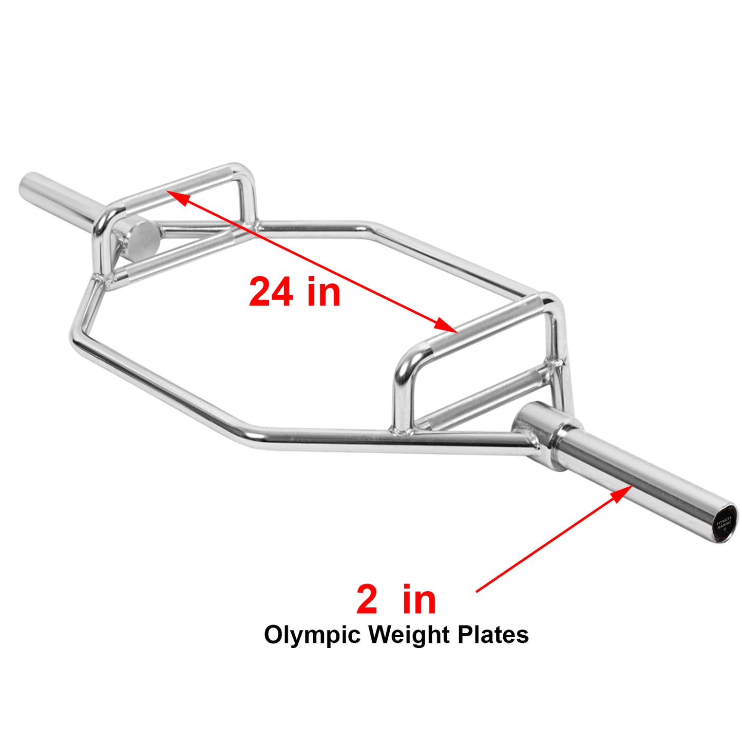 Commercial Grade Olympic 2in Hex Trap Bar, Weightlifting Deadlift Squat Barbell