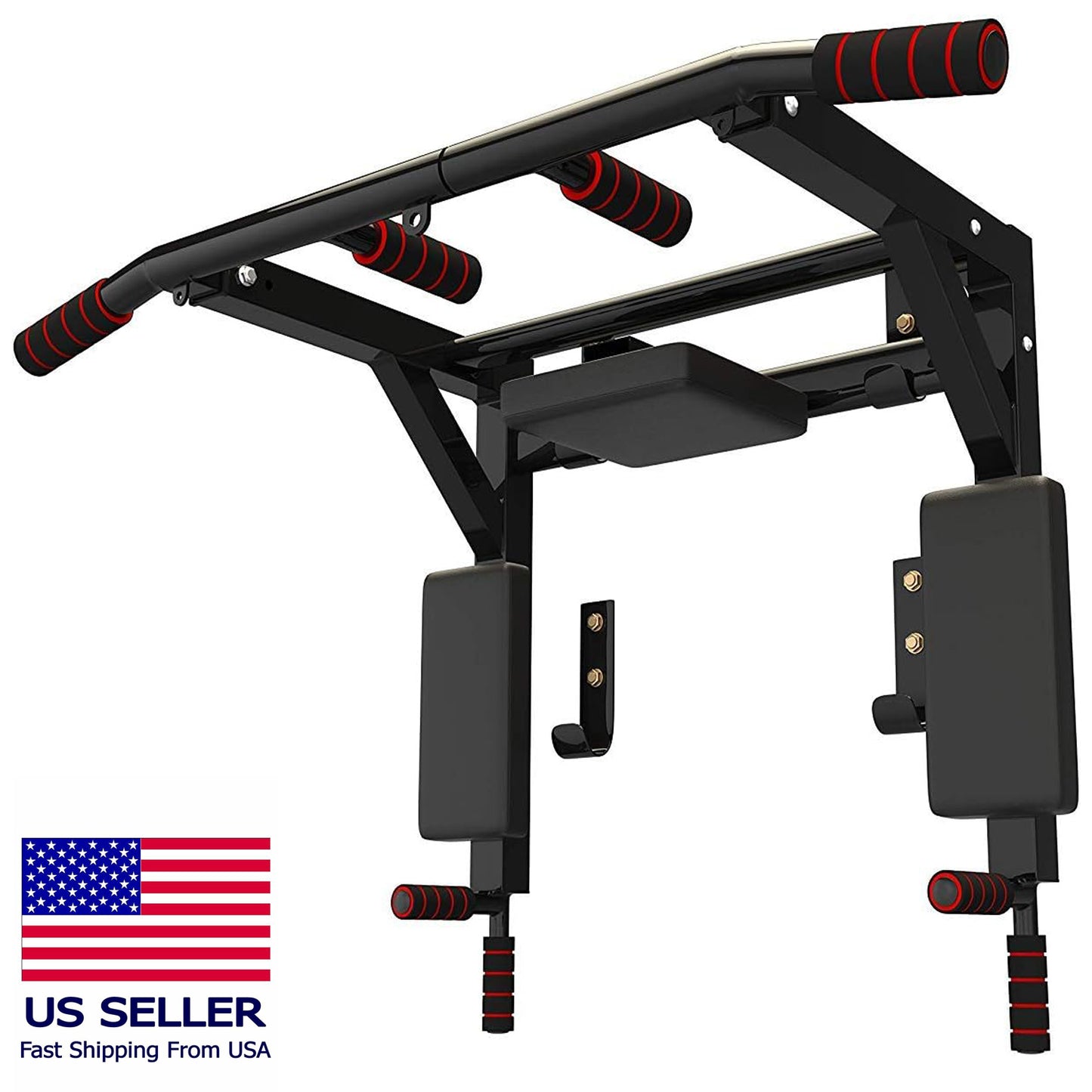 Wall Mounted Pull Up Bar Pullup Mount Chin Bars Dip Station Power Tower Push Home Gym Fitness Core