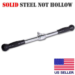 Fitness Maniac 20 inch Barbell Deluxe Straight Bar Cable Attachment with Rubber Handgrips