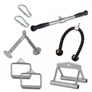 Fitness Maniac 8 Pieces Cable Attachments Combo Weight Lifting Gym Tricep Bar, Tricep Rope & More