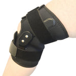 Fitness Maniac Hinged Knee Brace Adjustable Black Wraparound Open Patella Support Neoprene Wrap Large XL