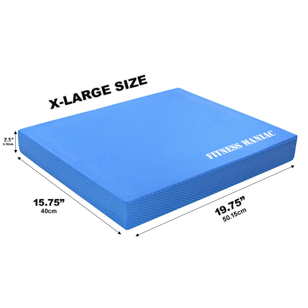 Fitness Maniac Fit Foam Exercise Stability Physical Therapy Balance Pad Mat, X Large Black Blue